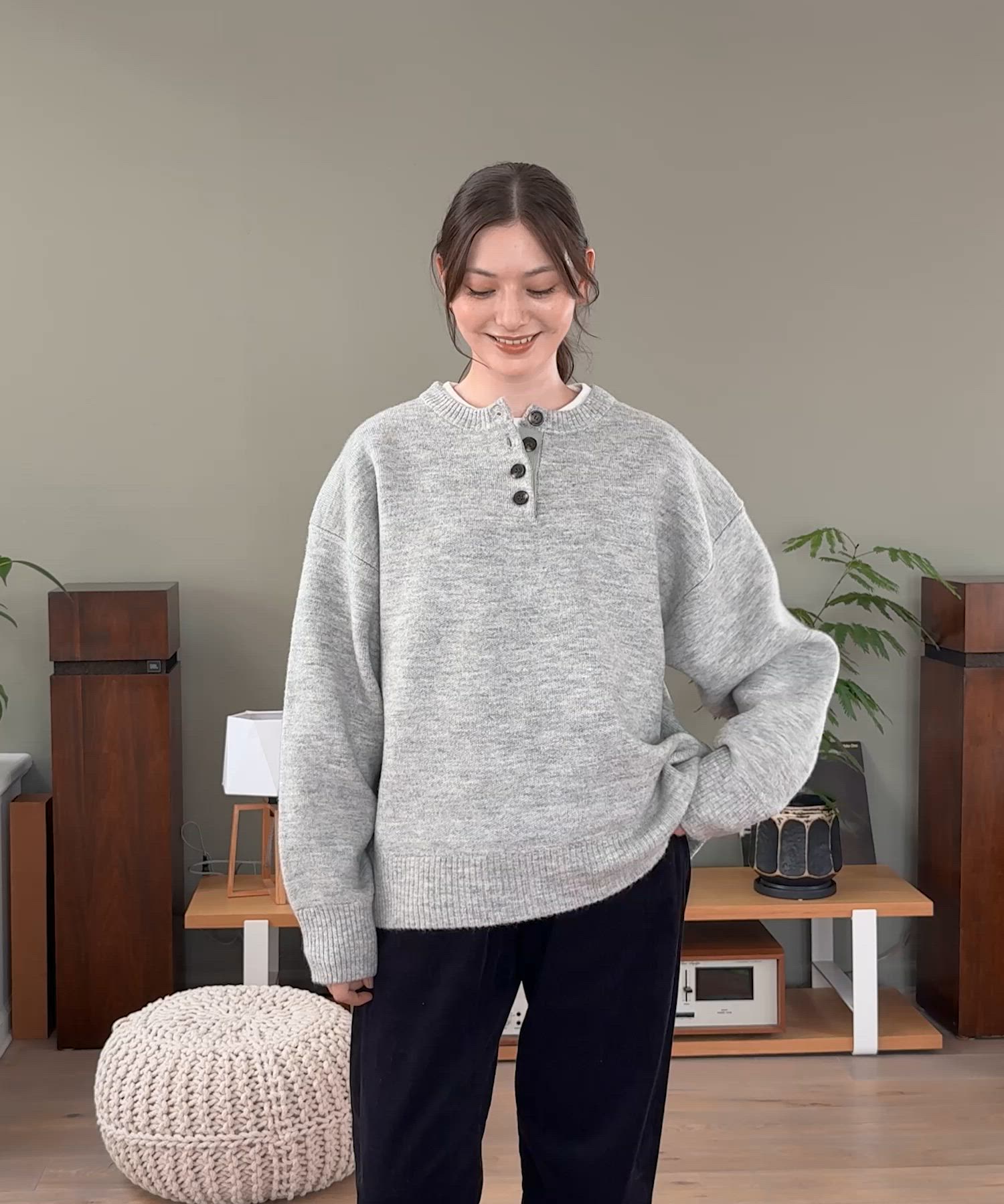 セール】ヘンリーネックジャガードニットプルオーバー【THE CRAFT CREW