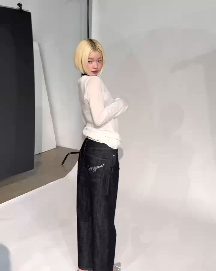 ホワイトデニムミニバッグ ストーンロゴ ホワイトデニムミニバッグ ストーンロゴ