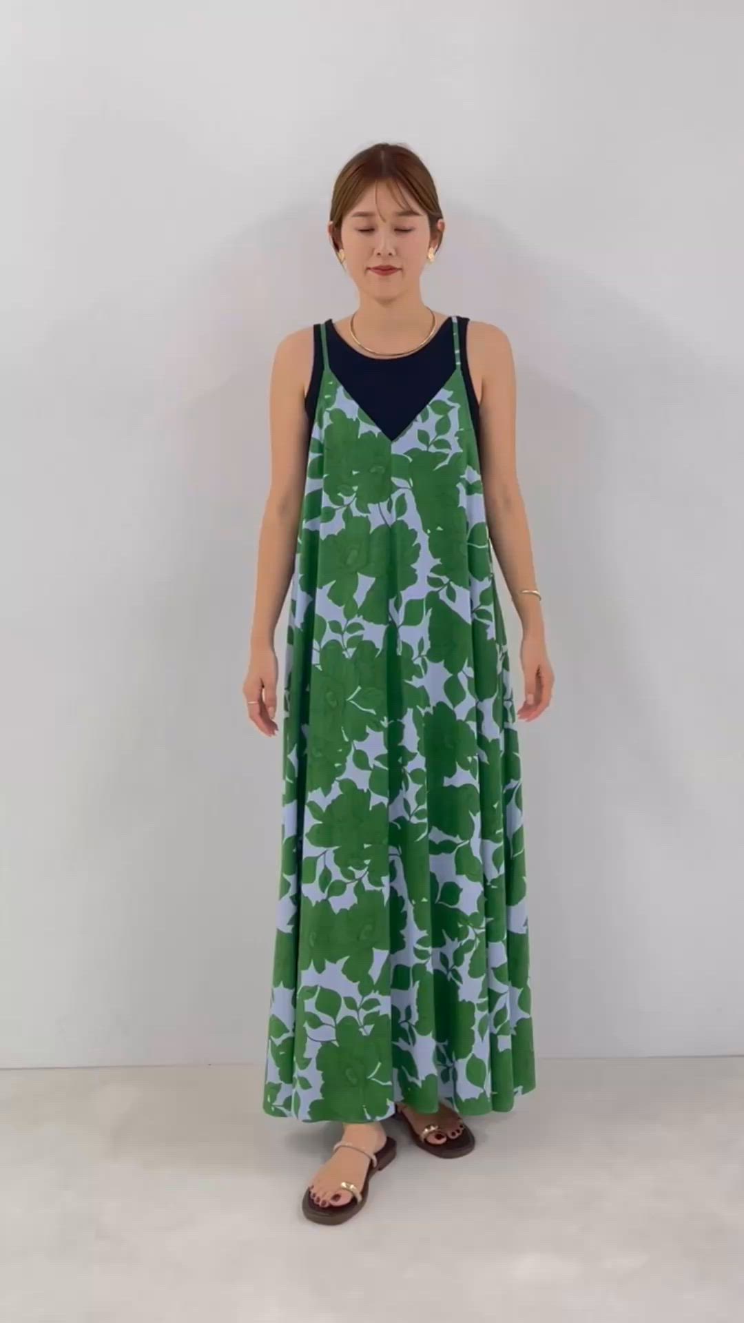 フラワープリント＆ムジキャミワンピース（ワンピース）｜NOLLEY'S