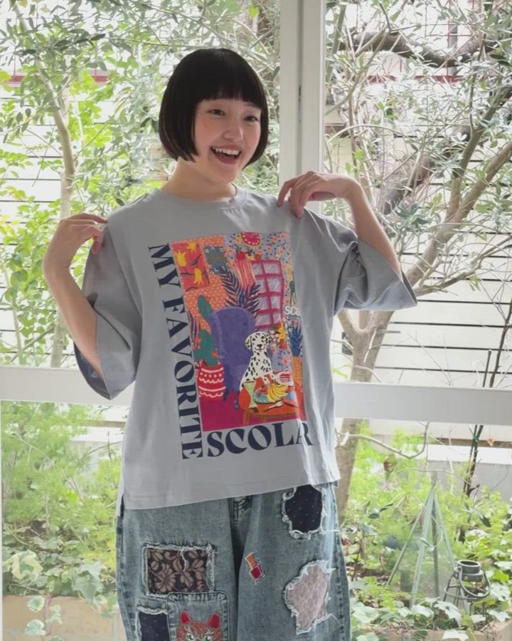 セール】161630：スカラールーム柄Tシャツ（Tシャツ/カットソー