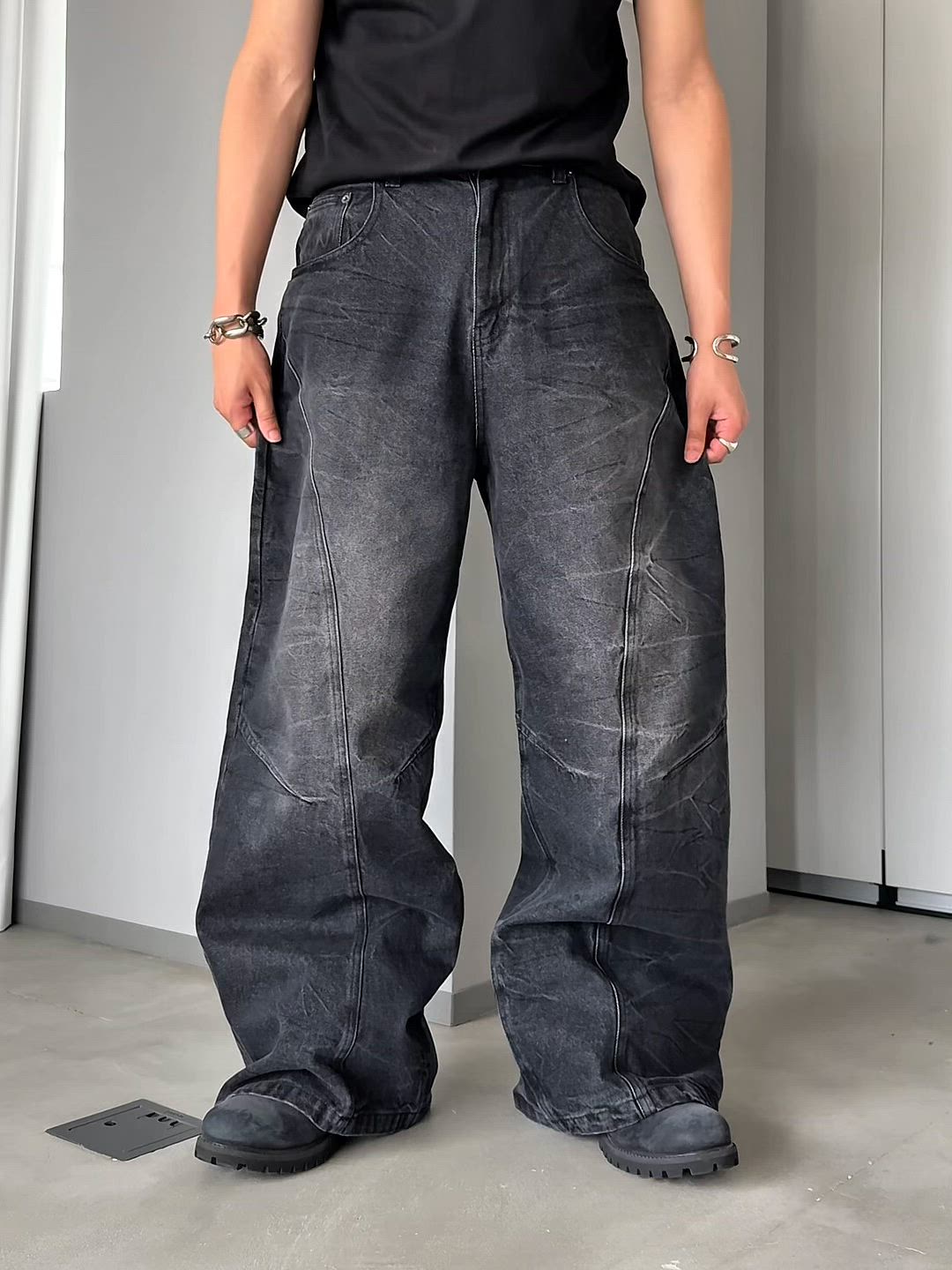 セール】Crack Design Curve Denim / クラックデザインカーブデニム