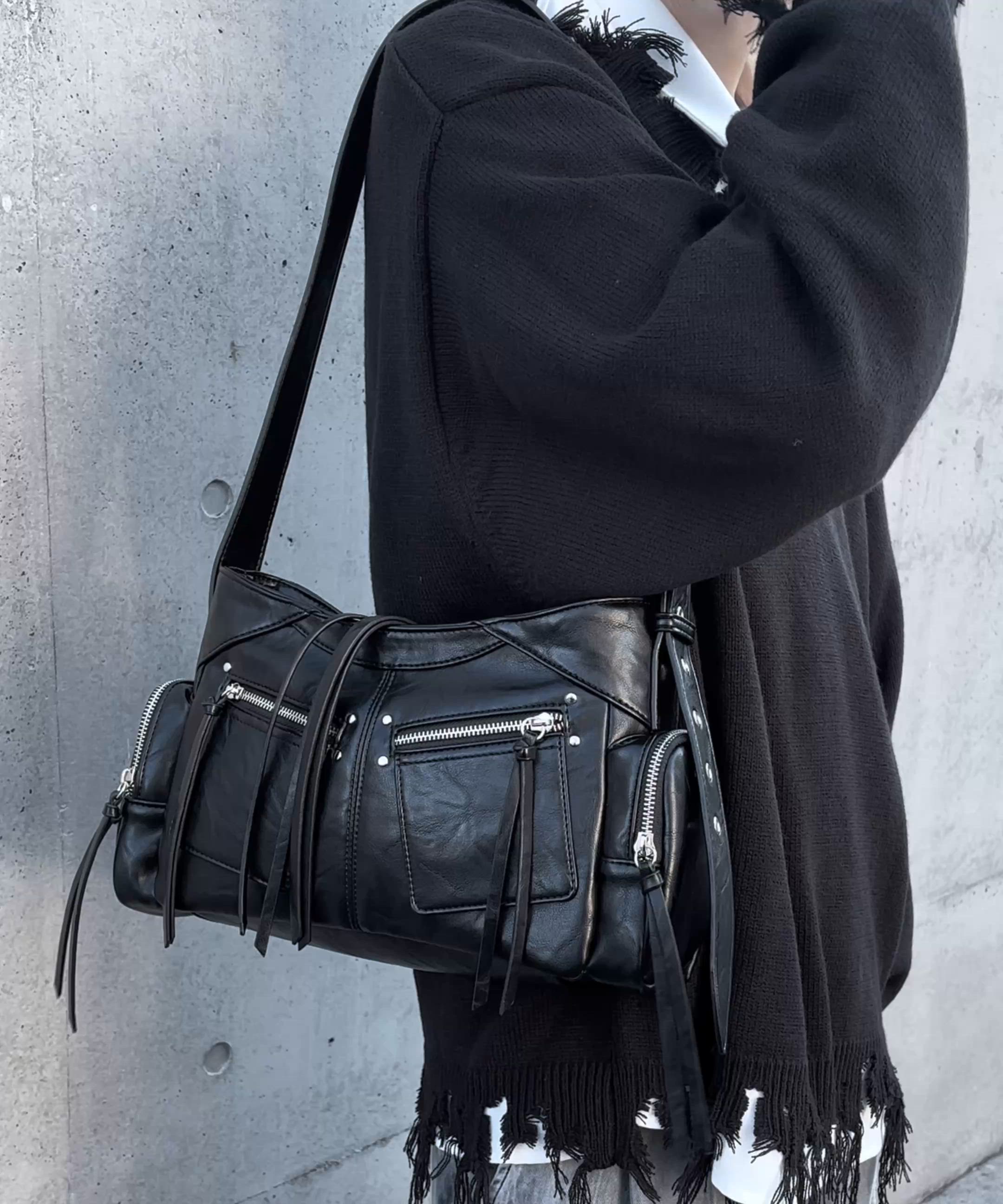 セール】シルバーマルチファスナーデザイン トート ショルダーバッグ