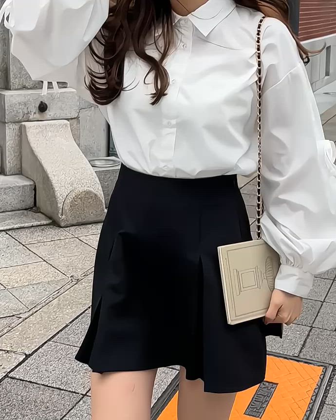 セール】厚手TPUカットジョーゼットボックスプリーツミニスカパン