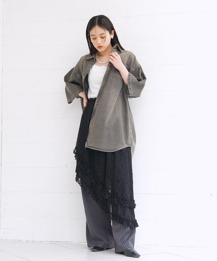 セール】2WAY/レイヤードアシメデザインレーススカート（スカート