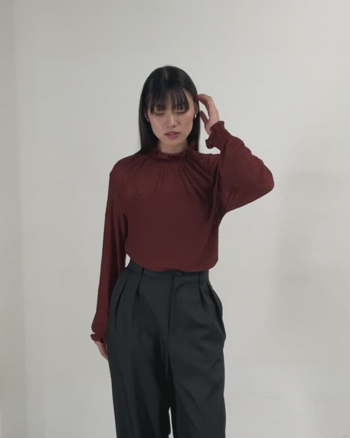 セール】【forksy.】【オケージョン対応】ギャザーハイネックシアー