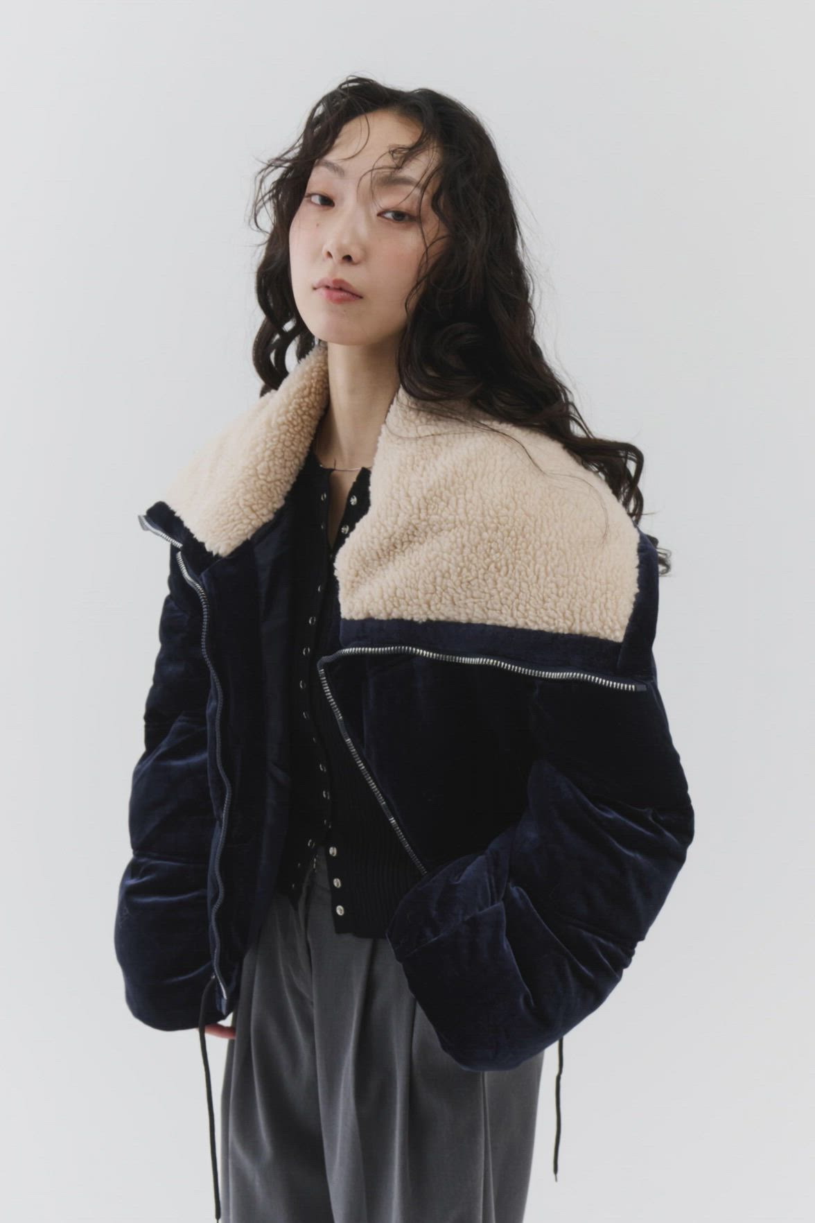 セール】Velvet Short Down Jacket / ベルベットショートダウン