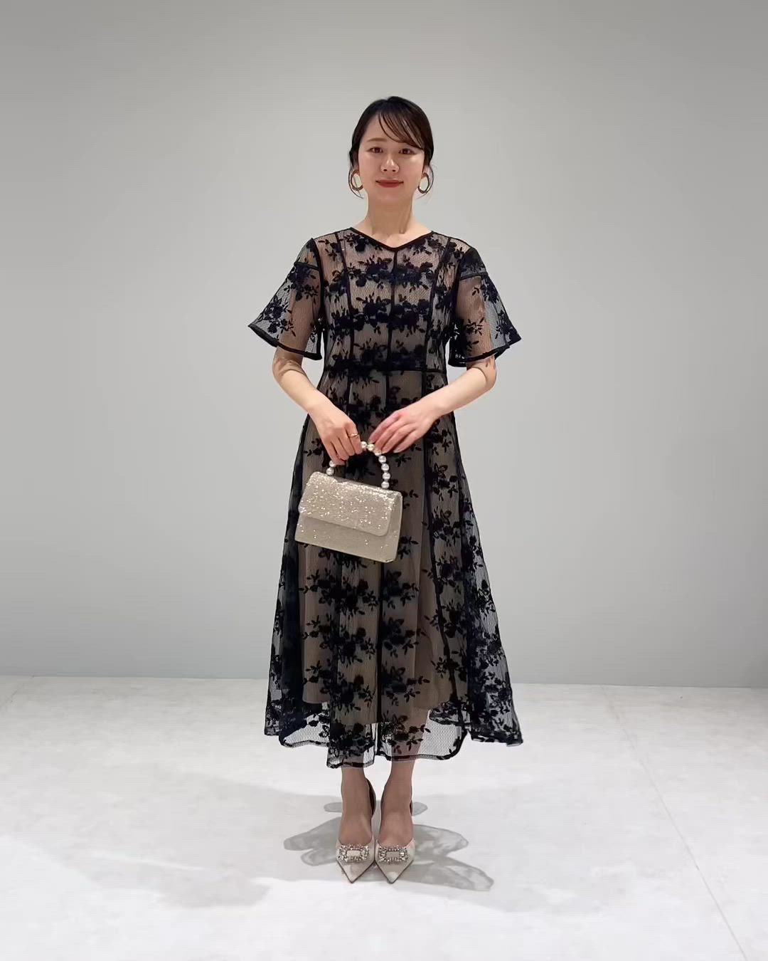 セール】【LEJA】花柄後ろリボン半袖キャミワンピースセットアップ