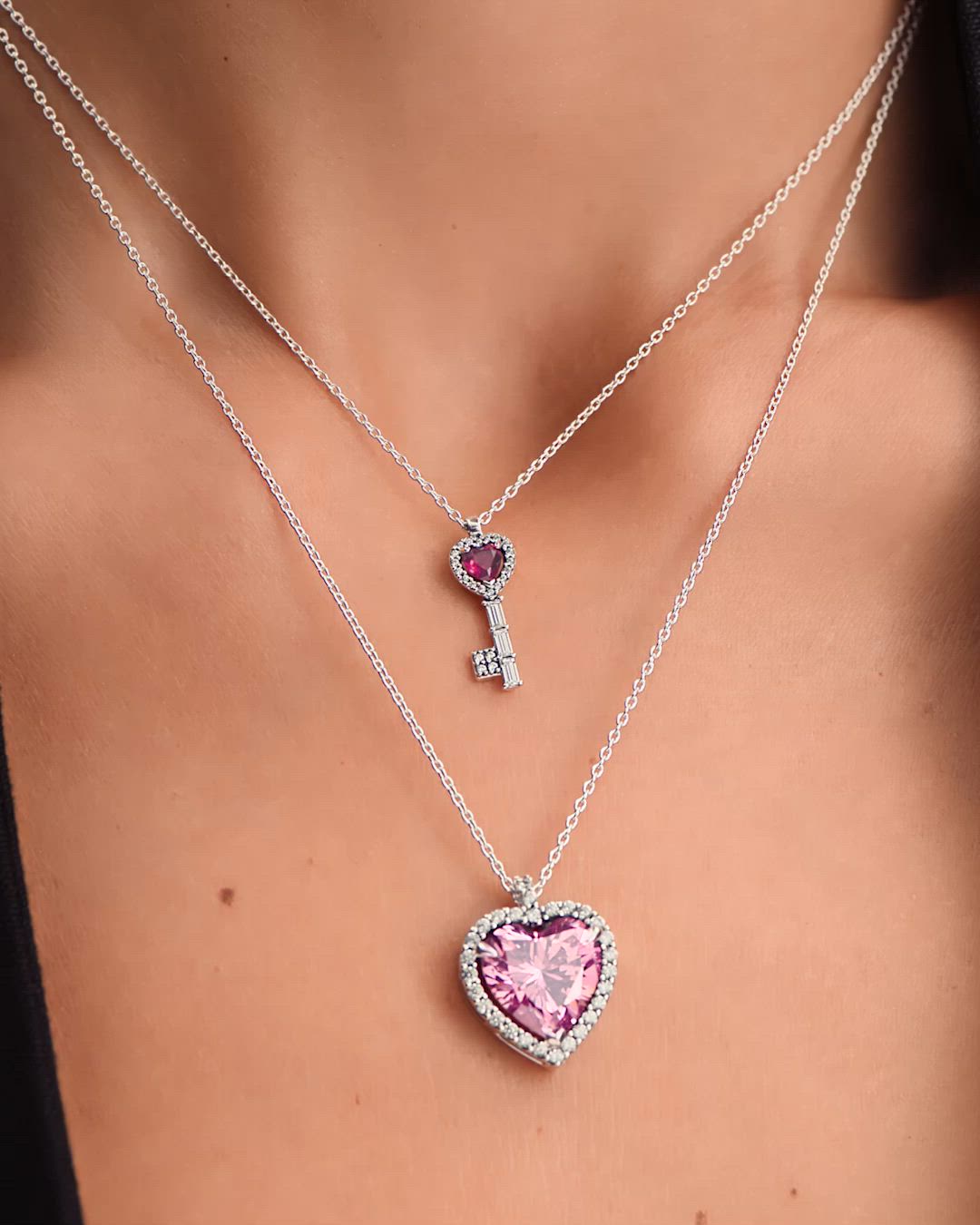 ピンク ハロー ハート コリエ ネックレス（ネックレス）｜Pandora