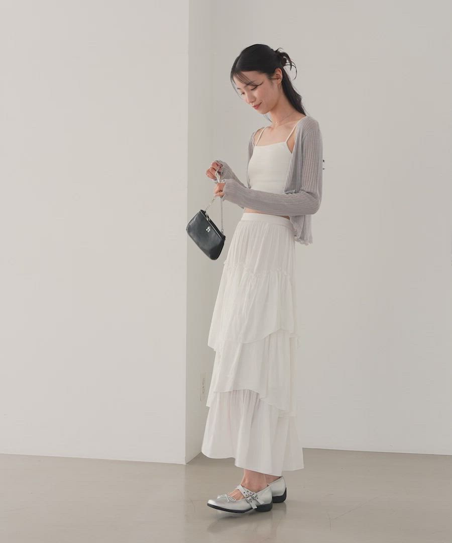 セール】フリルティアードロングスカート 573188（スカート）｜Heather
