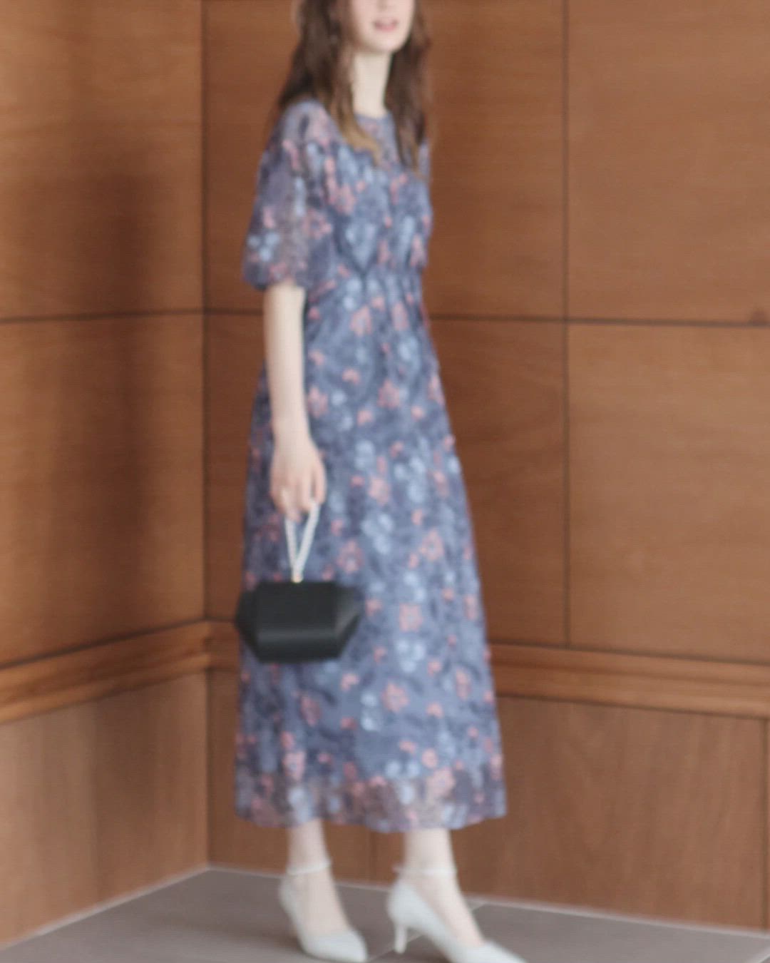 ブルーミーフラワードレス結婚式お呼ばれオケージョンドレス（ドレス