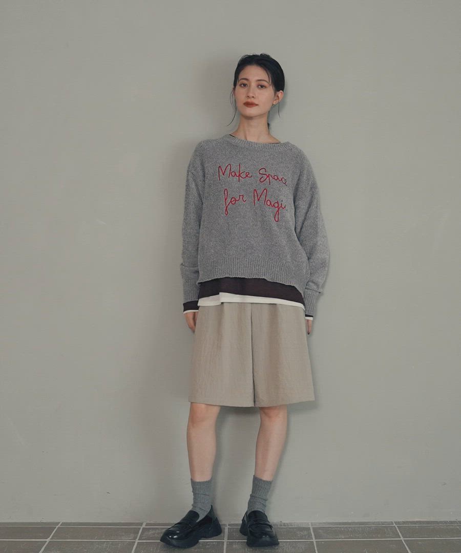 セール】モール刺繍ロゴニットプルオーバー / 600358（ニット/セーター