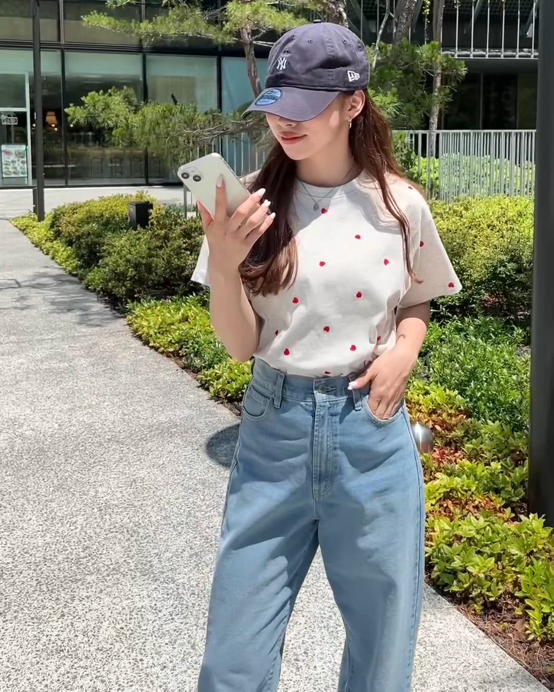 セール】ハート刺繍半袖Tシャツ（Tシャツ/カットソー）｜moment+