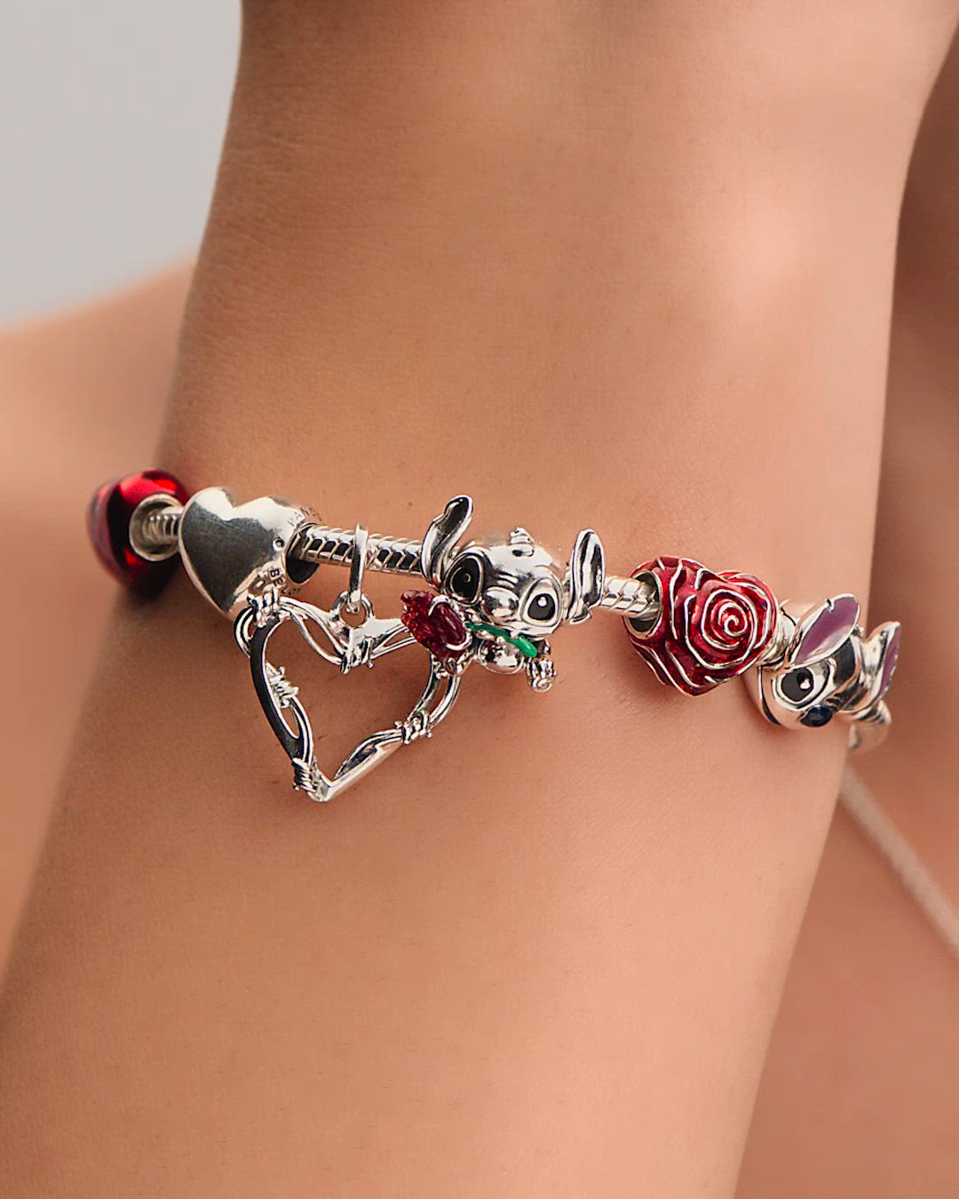 ディズニー スティッチ ローズ ムラノ ガラス チャーム（チャーム