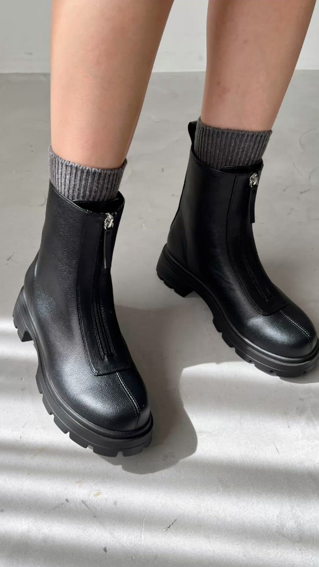 セール】厚底 フロントジップ ショートブーツ /51413（ブーツ