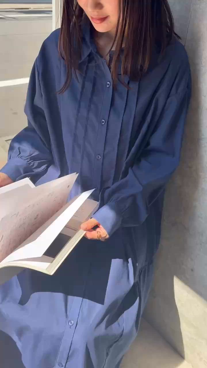 CORNERS by KR】長袖サイドギャザーシャツワンピース（シャツ