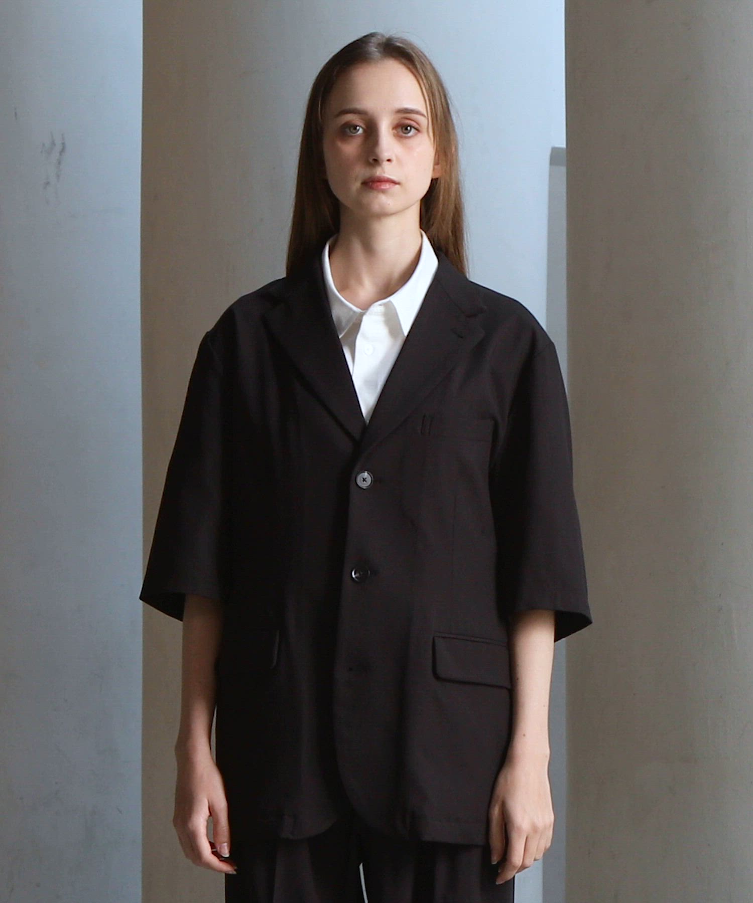 CLEL】Summer Wool Blend Short Sleeve Tailored Shirt / サマーウール