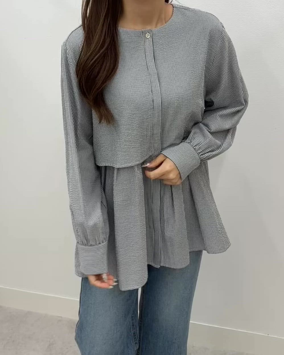 セール】ふんわりペプラムが大人可愛い！羽織にもなる！ペプラムシャツ