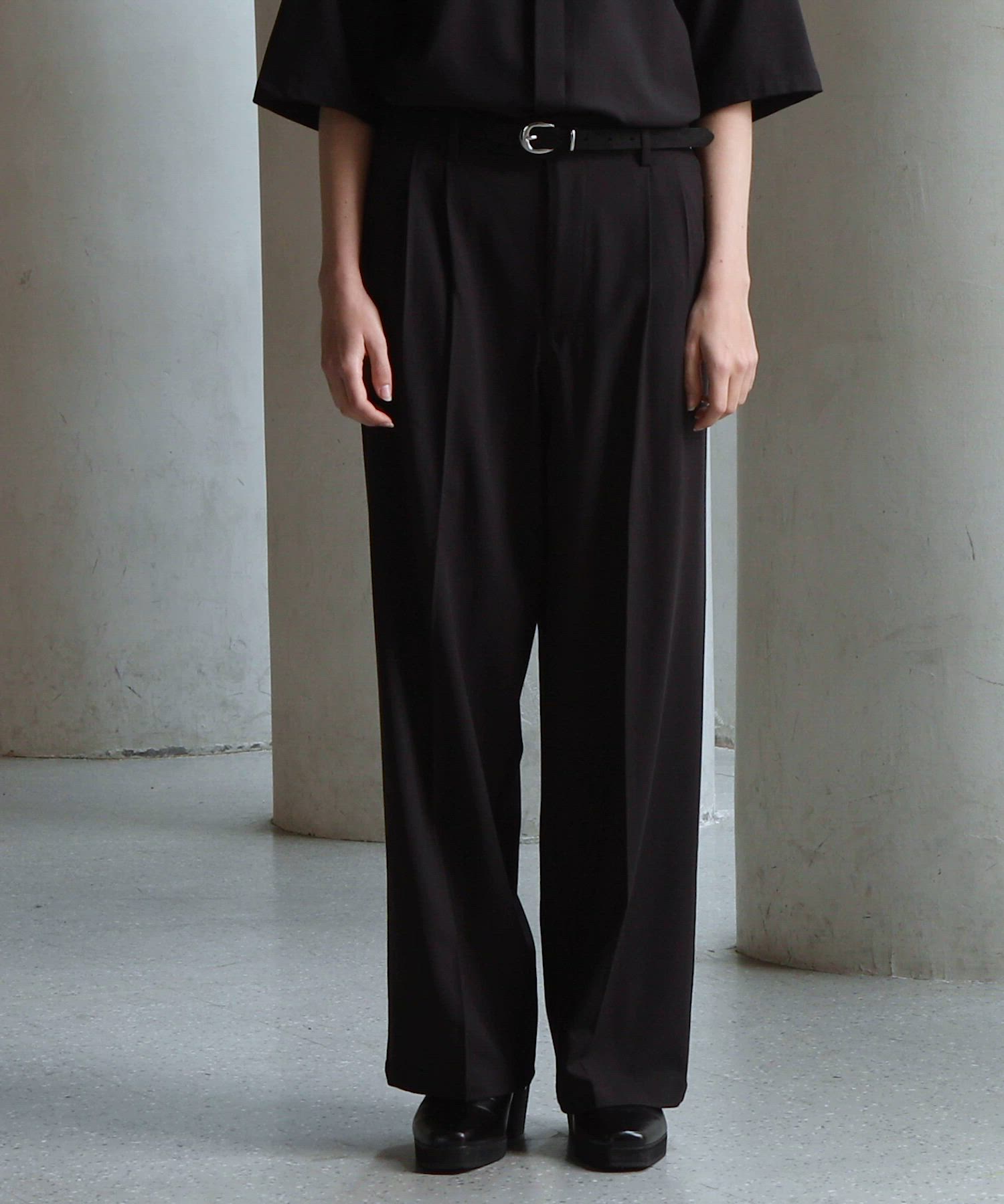 CLEL】Summer Wool Blend Semi-wide Tuck Slacks / サマーウール