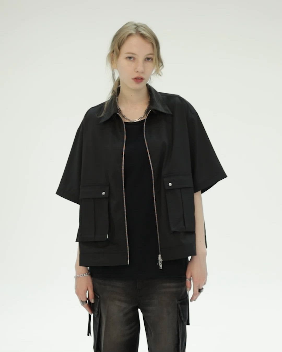 アドラー ミリタリースーパーギミックシャツブルゾン チャコールグレー M ADRER（アドラー） シャツ military super gimmick shirt blouson