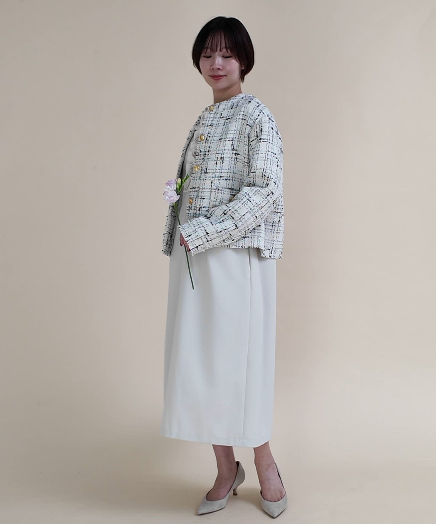 WEB限定』ツイードノーカラージャケット（ノーカラージャケット