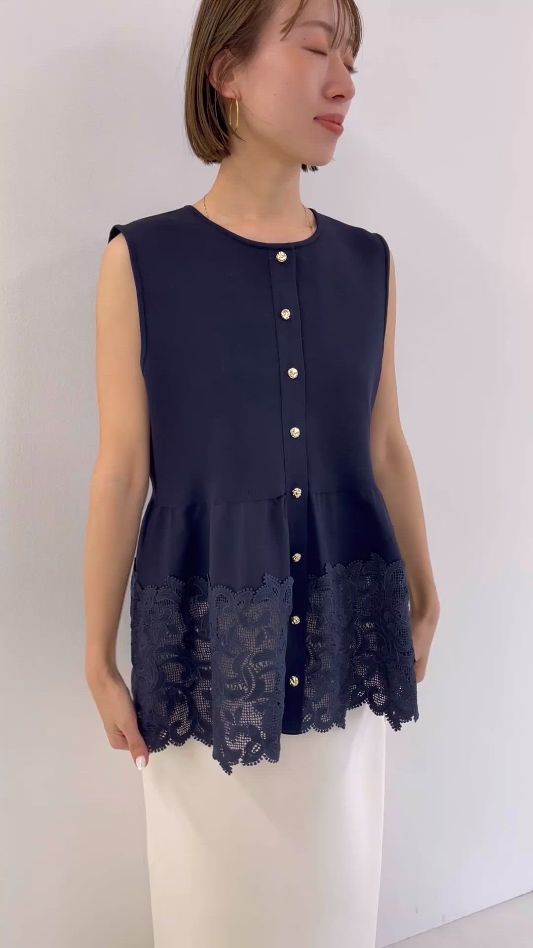 手洗い可能》レース付きペプラムベスト（ベスト）｜NOLLEY'S