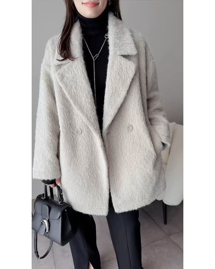 セール】ふわり纏うだけで上品見え。2wayシャギーダブルビックカラー