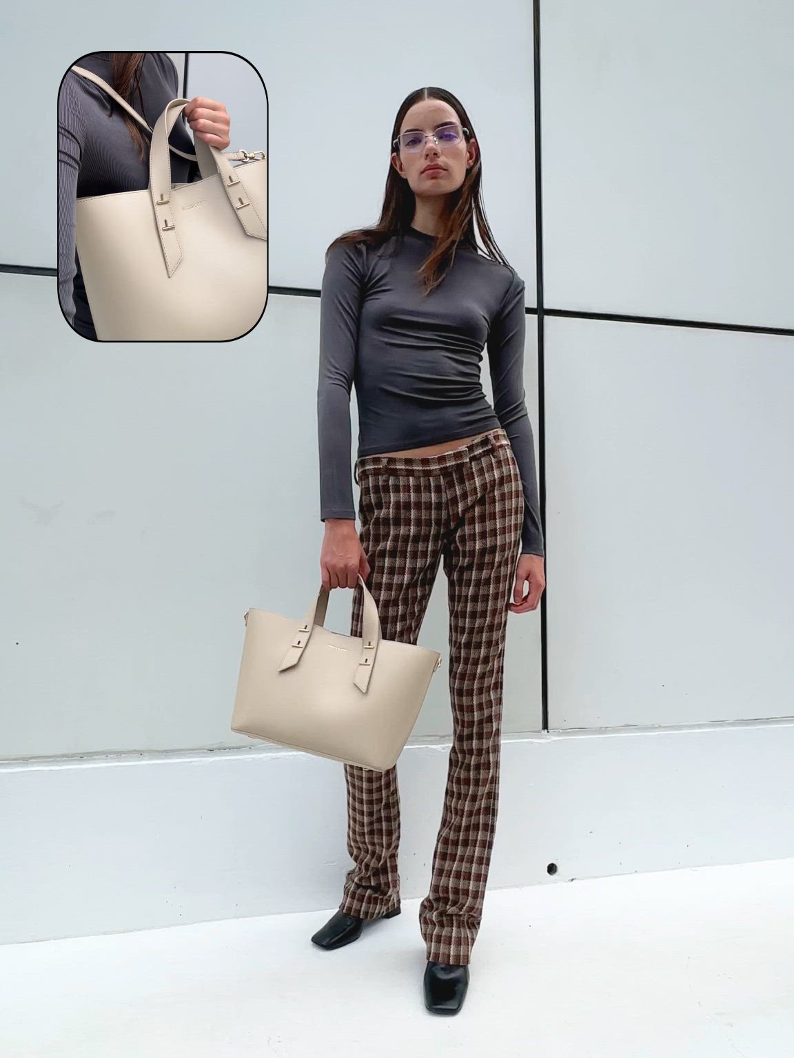 Shania シャナイア ダブルハンドルスラウチーバッグ（ハンドバッグ