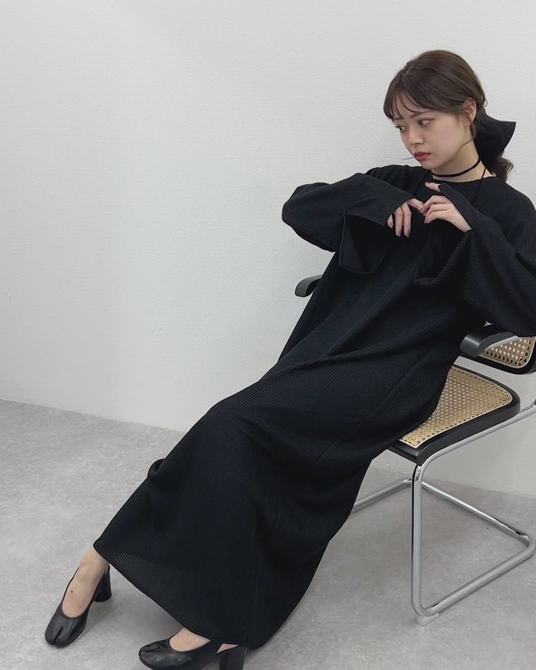 wide sleeve oversize knit dress /オーバーサイズ ロング ニット