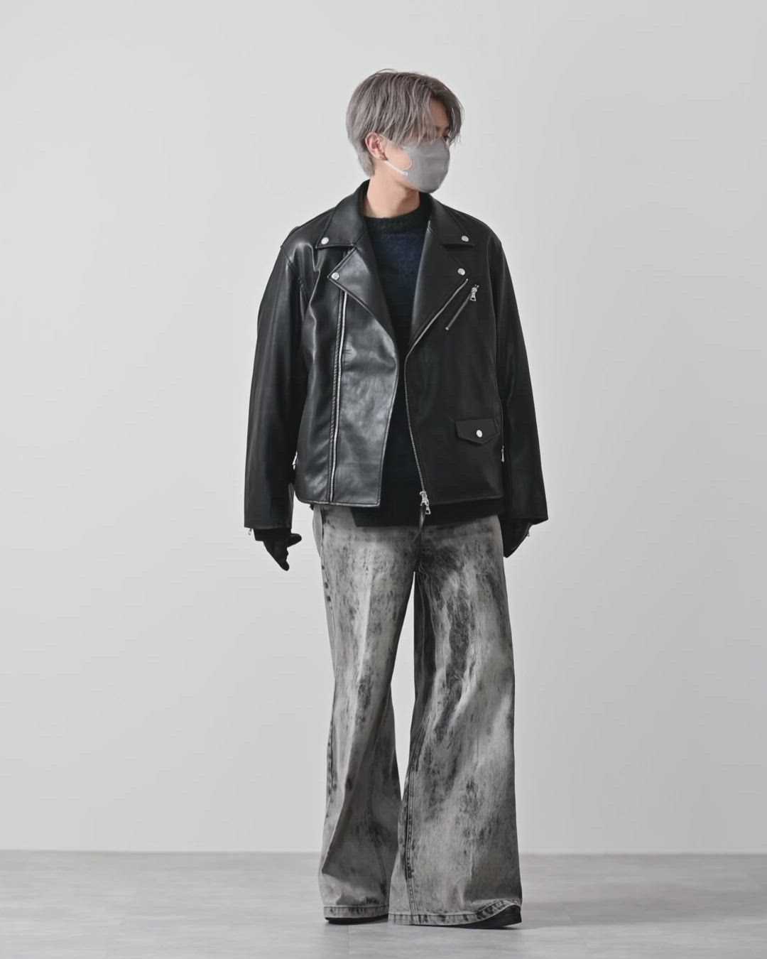 CLEL ブラック レザーダブルライダースジャケット CLEL（クレイル） 革ジャン ライダース 「CLEL」2way Rider's Jacket