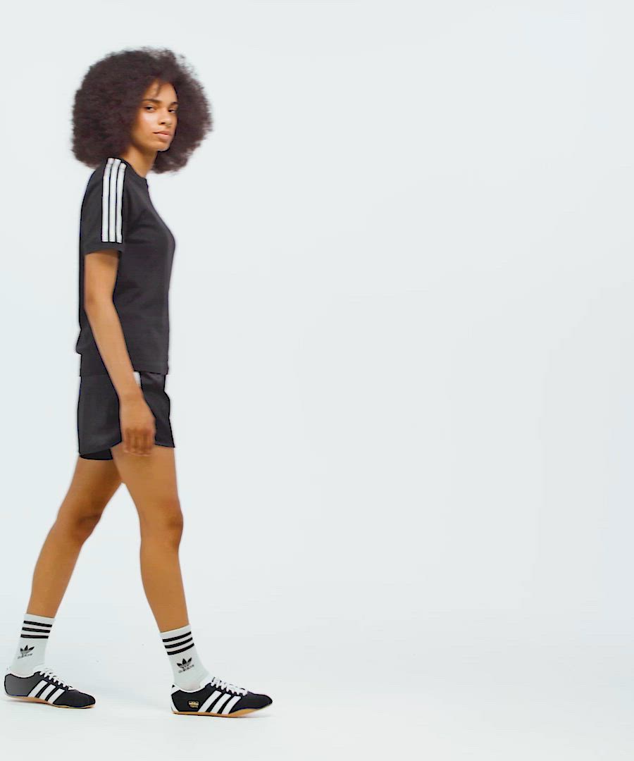adidas originalsアディダス  サテン 黒 白 3ストライプ レディース スリーストライプス サテン 長袖Tシャツ ブラック ｜すべて