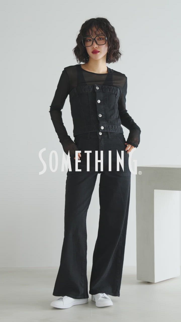 SOMETHING LISAレースアップワイドデニムパンツ（デニムパンツ