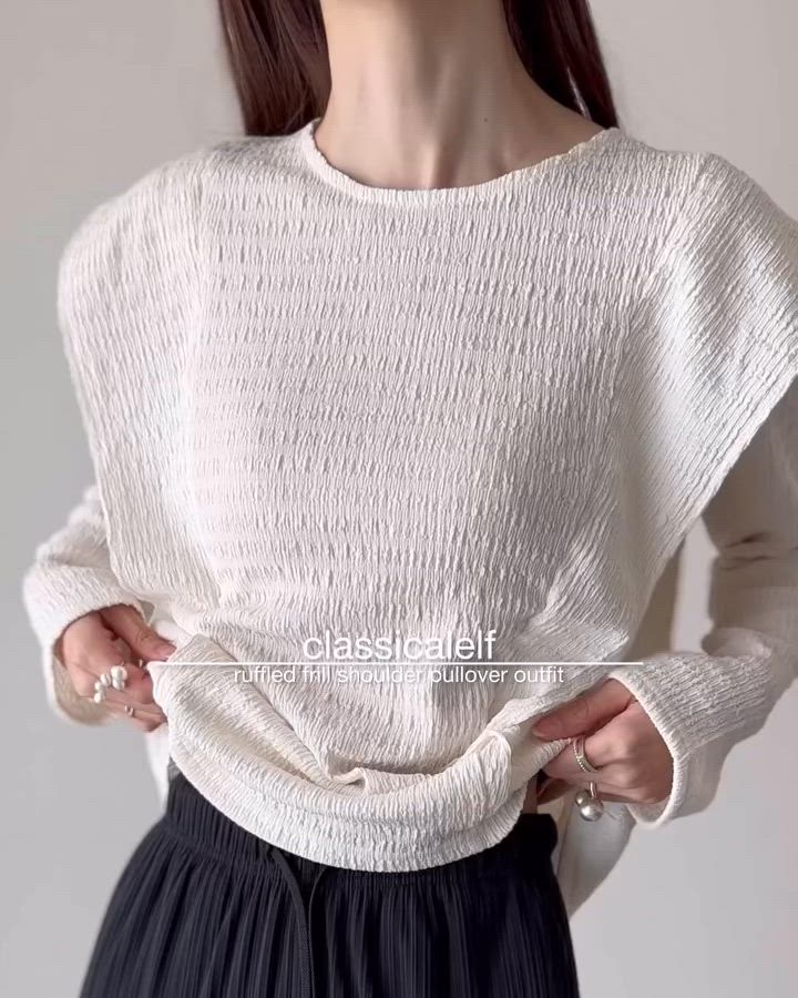 セール】後ろ姿まで360°美人見え◎ジャガード素材ラッフルフリル