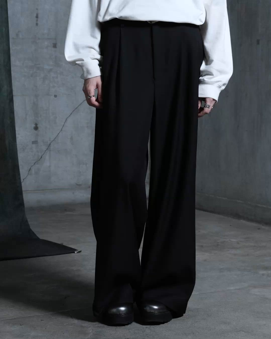SERACE】One tuck drape wide straight slacks / 1タックドレープ