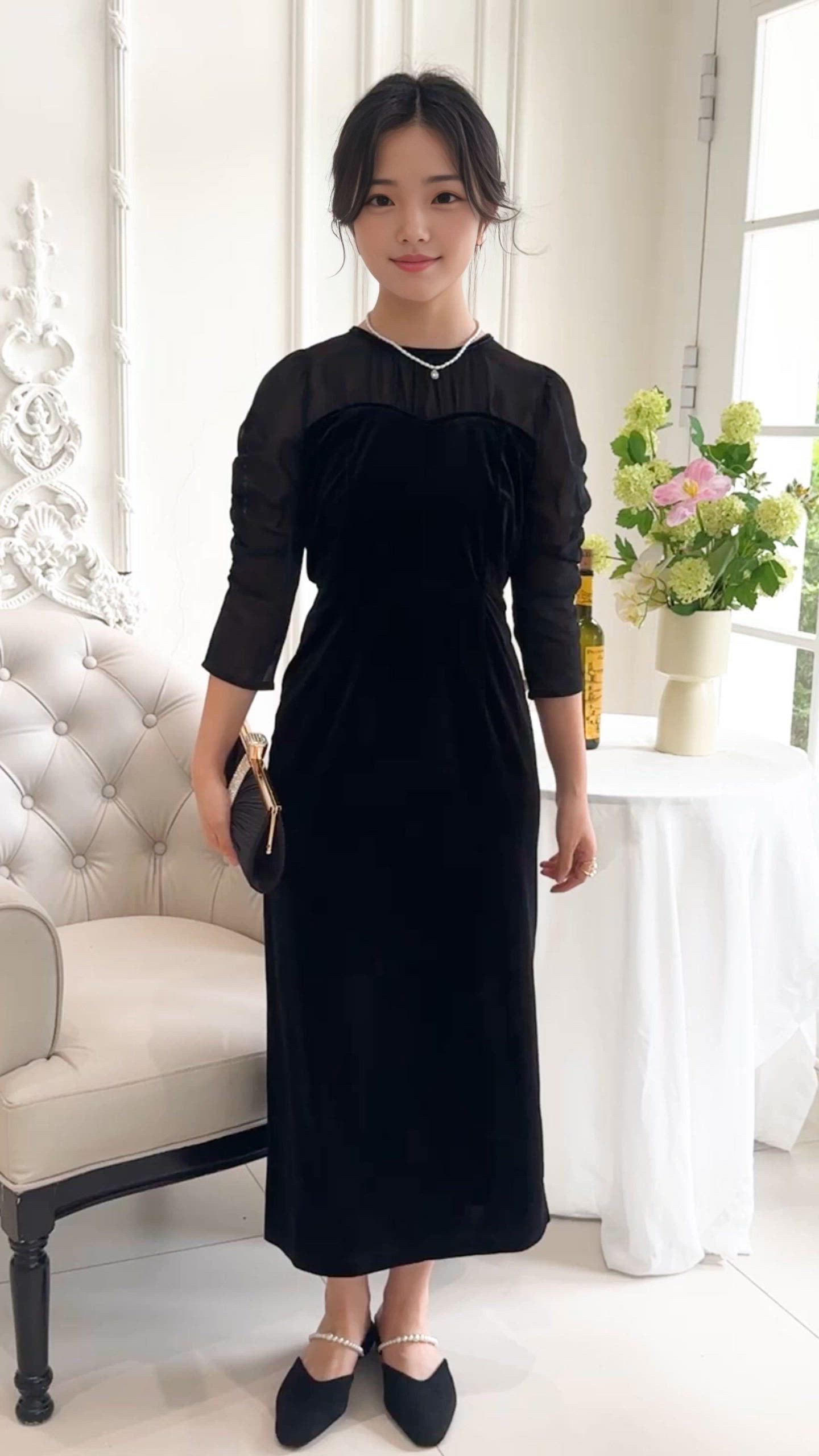 ベロア ドッキング シアー シャーリング ワンピース（ドレス）｜Lace