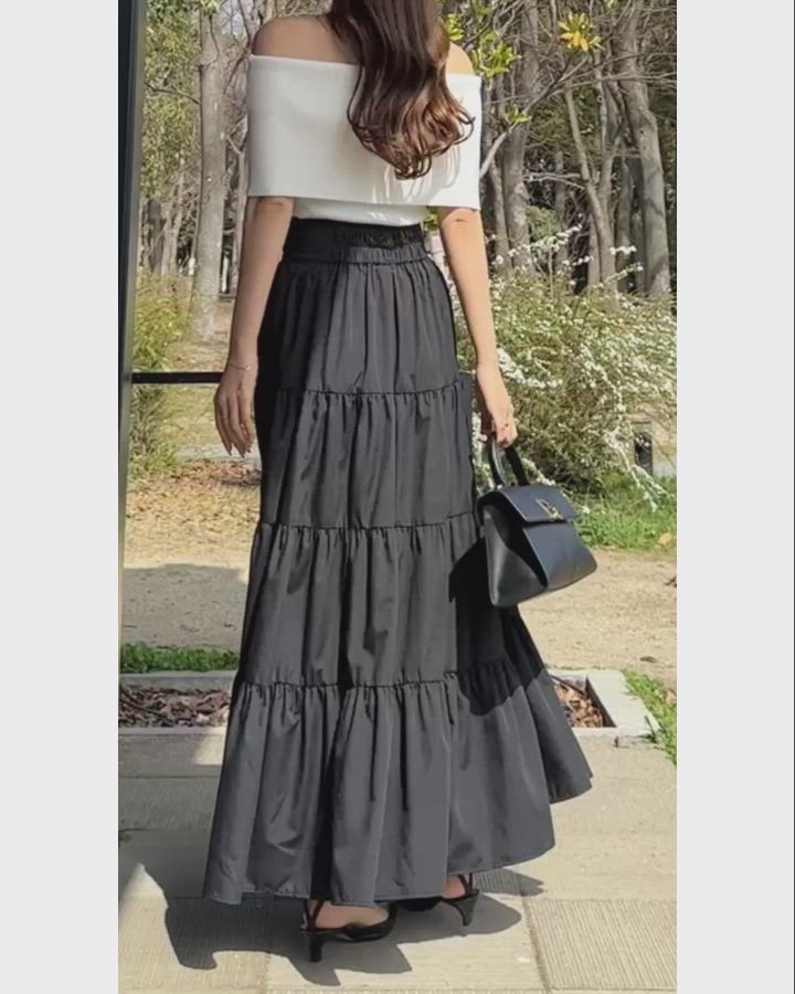 セール】ハイウエストティアードフレアスカート（スカート）｜Louere