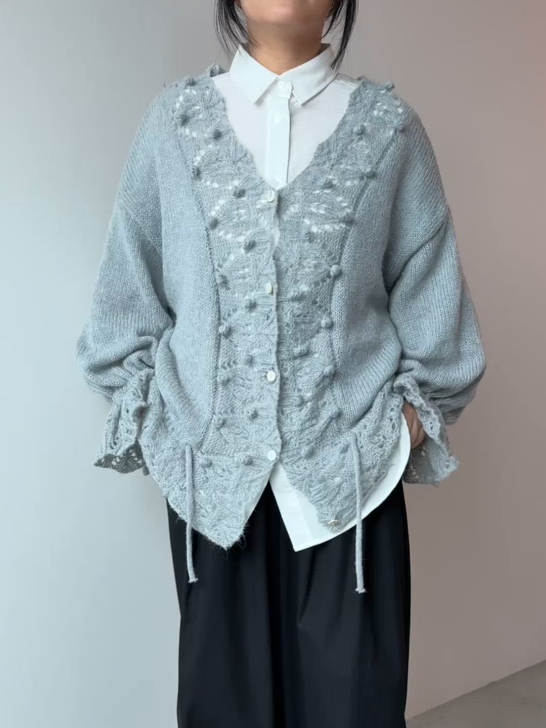 セール】フリルレースニットカーディガン（カーディガン/ボレロ