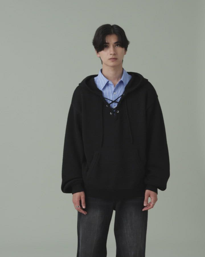 Lace-Up Knit Hoodie/Parka / レースアップニットフーディ/パーカー