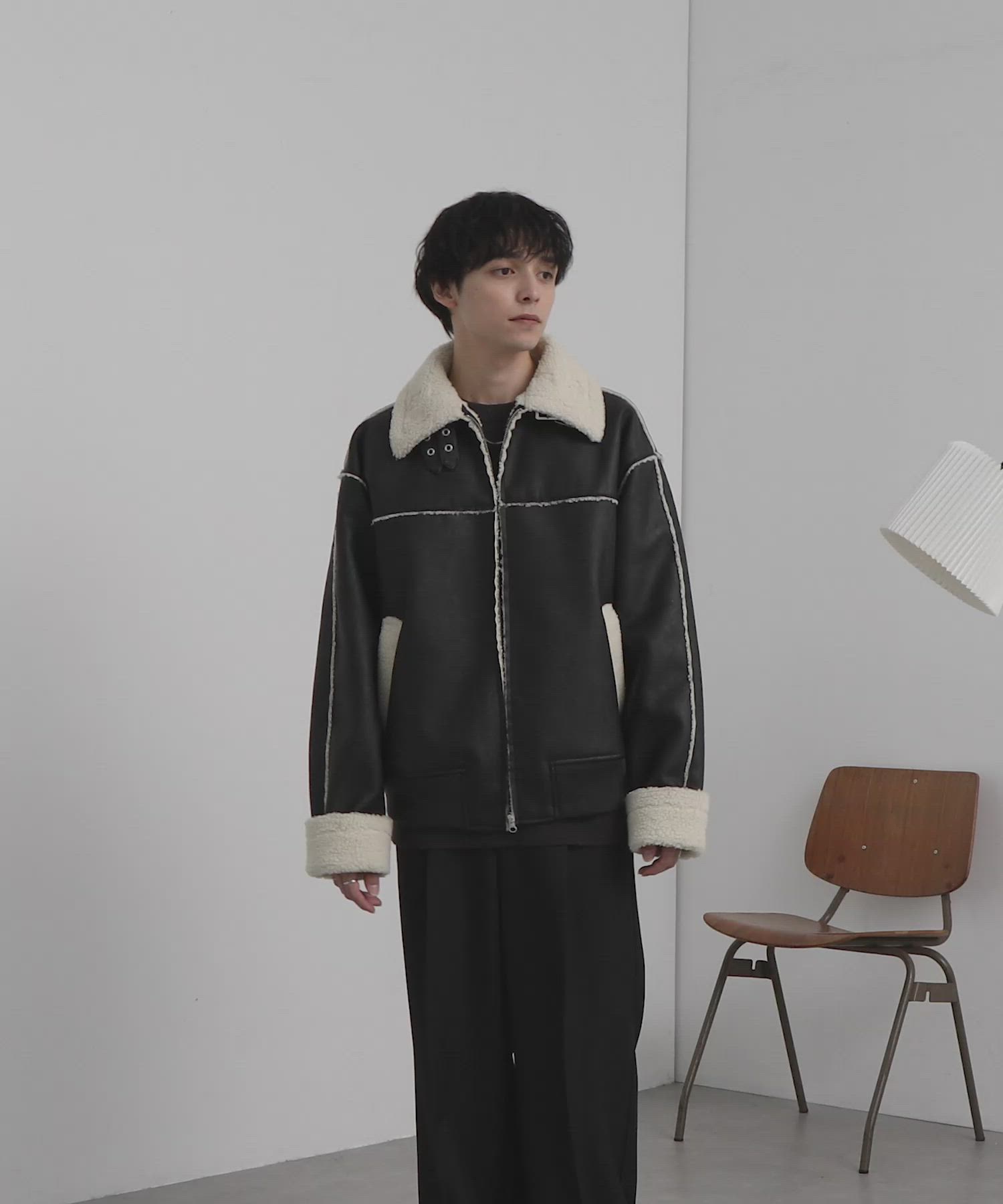 セール】オーバーサイズ裏ボアフェイクムートンジャケット（ムートン