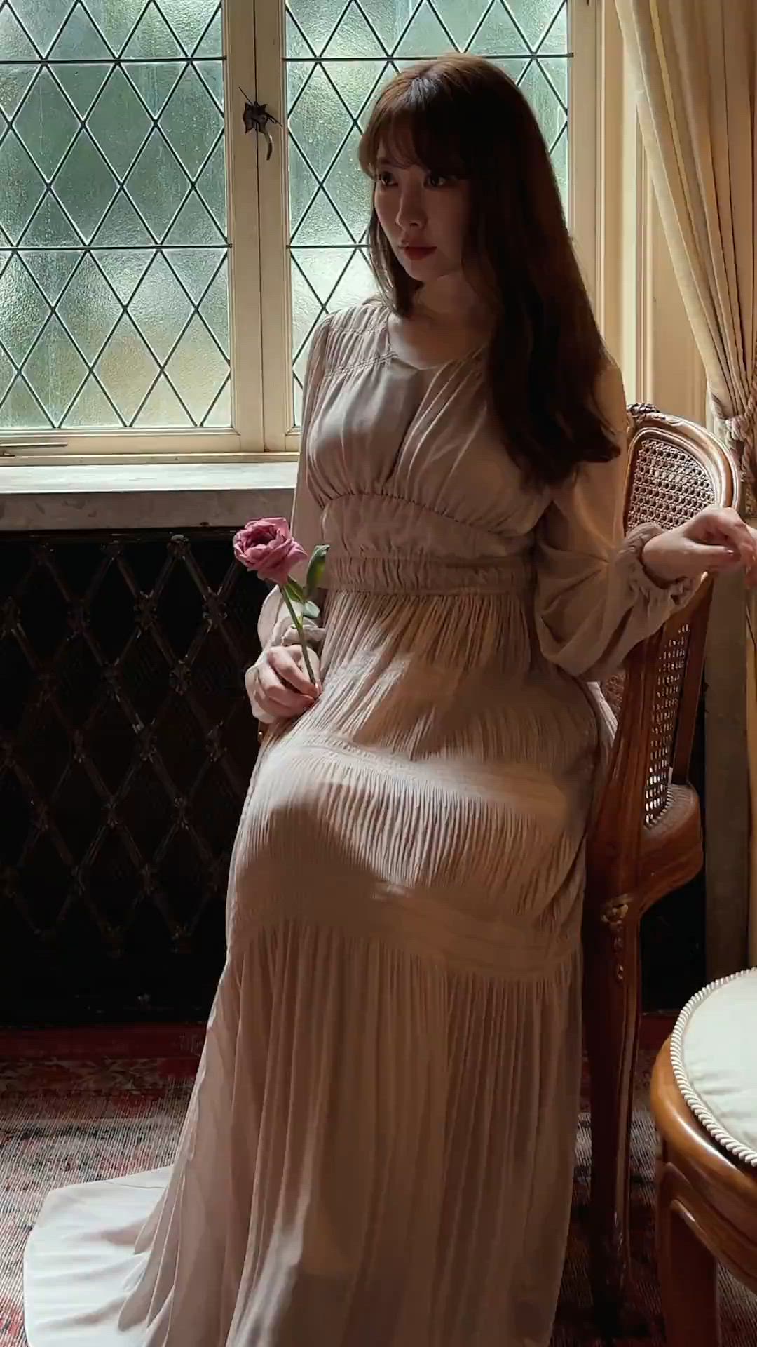 Majolica Pleated Chiffon Long Dress（ワンピース）｜Her lip to