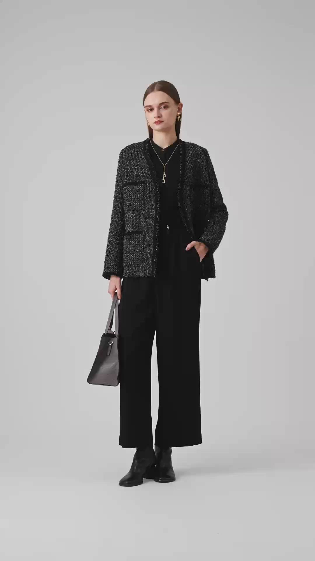 ラメファンシーツイード4ポケット ジャケット（ノーカラージャケット