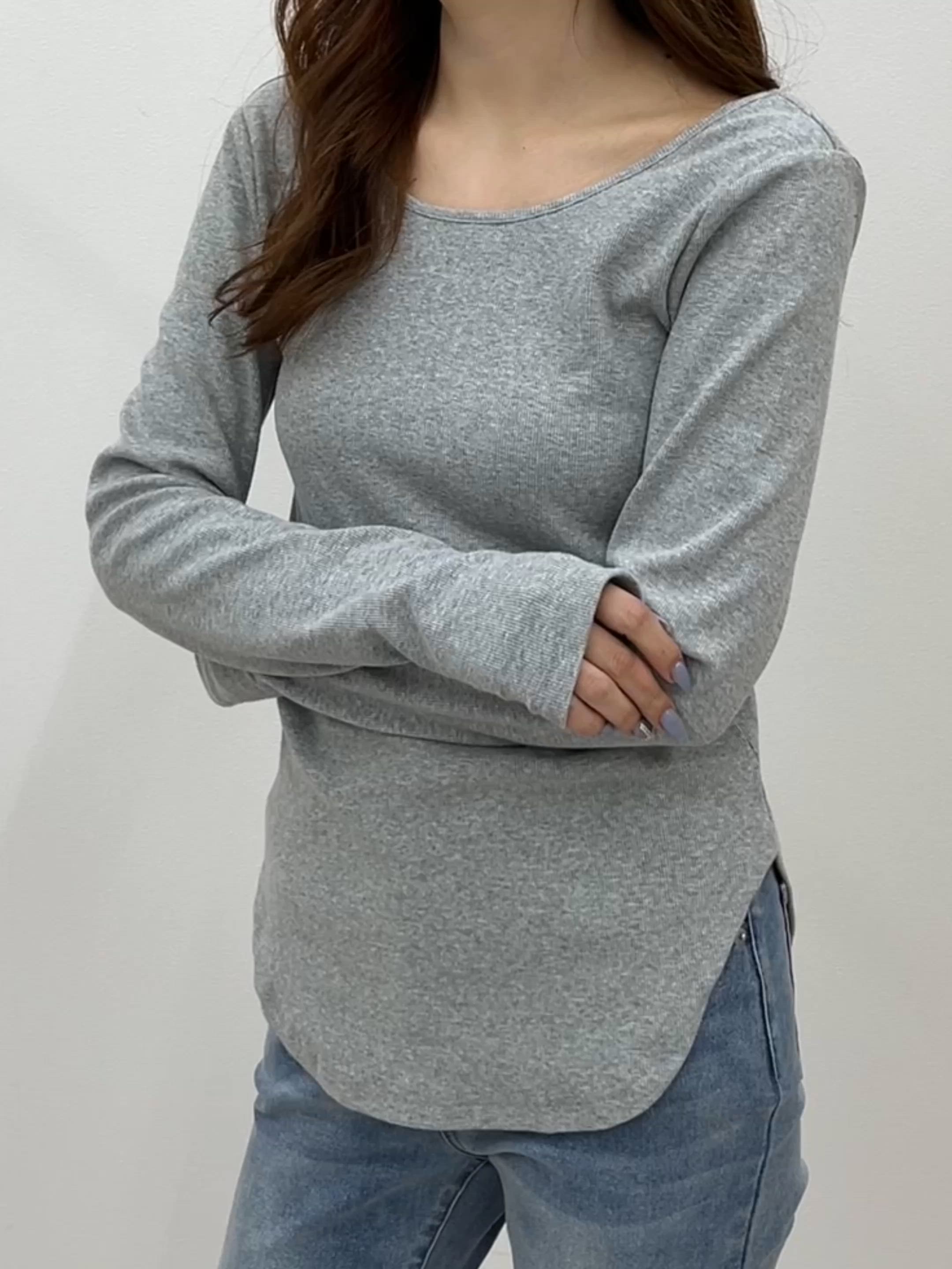 セール】【新色追加】バックオープンリブトップス（Tシャツ/カットソー