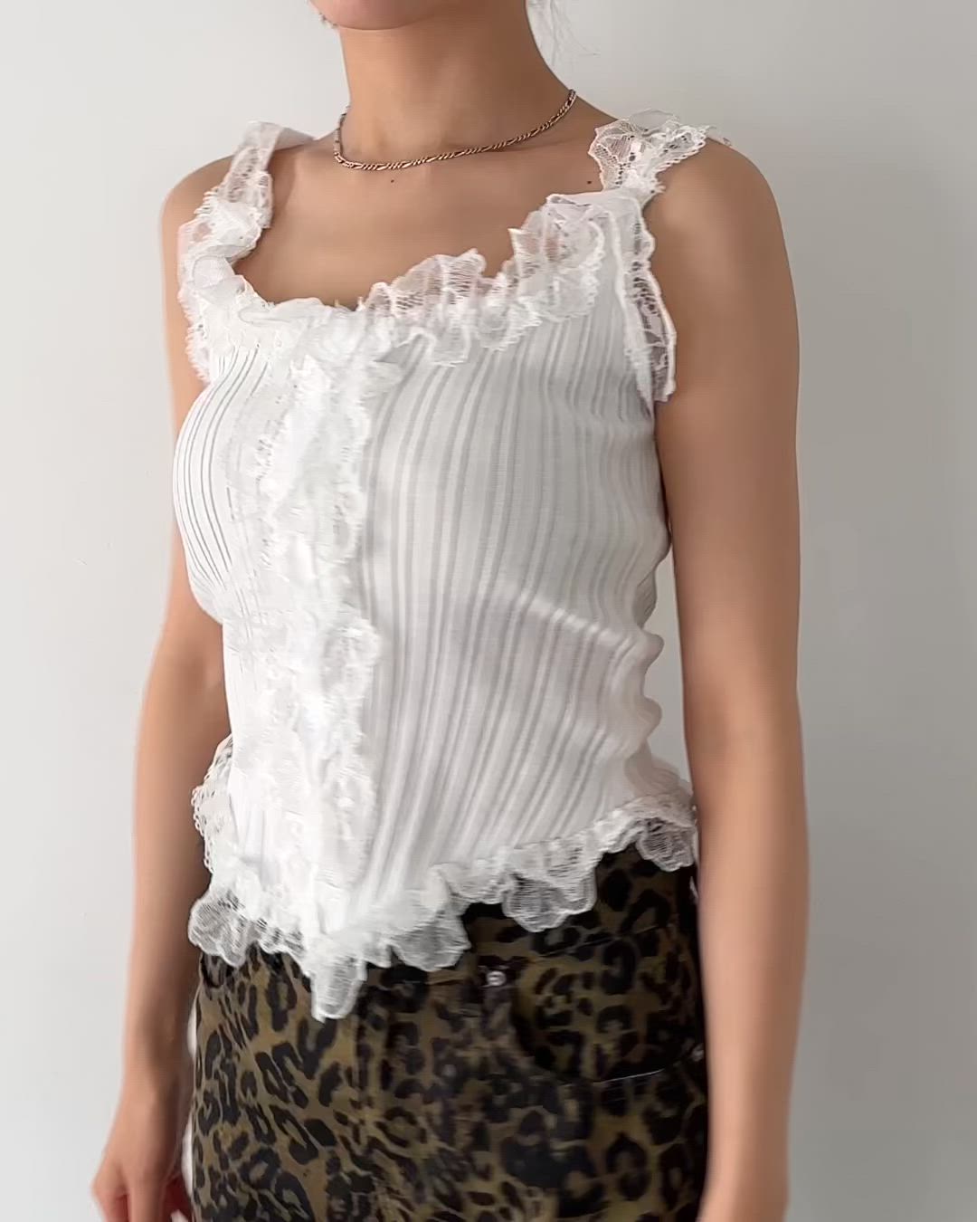 セール】フリルレースリブタンクトップ（タンクトップ）｜Bamm（バム