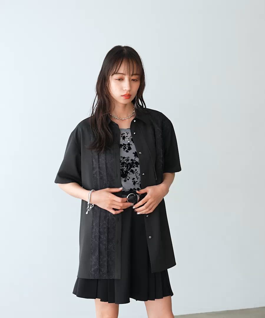 セール】ジャガードアシメプリーツシャツ(HARE)（シャツ/ブラウス