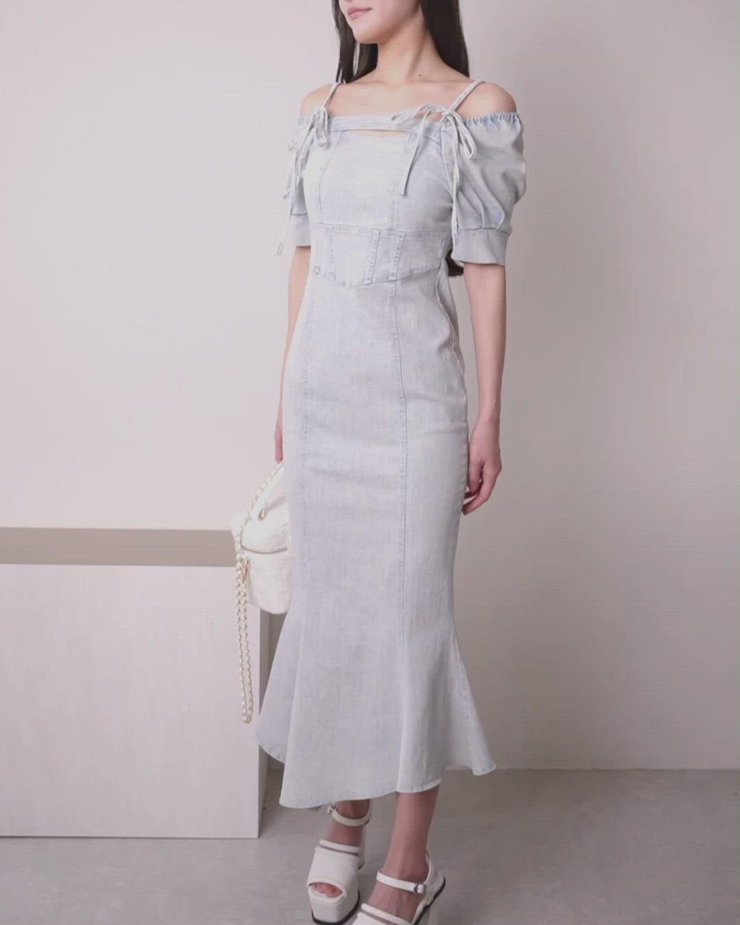 バストオープンデニムマーメイドワンピース（ワンピース）｜LIPSERVICE