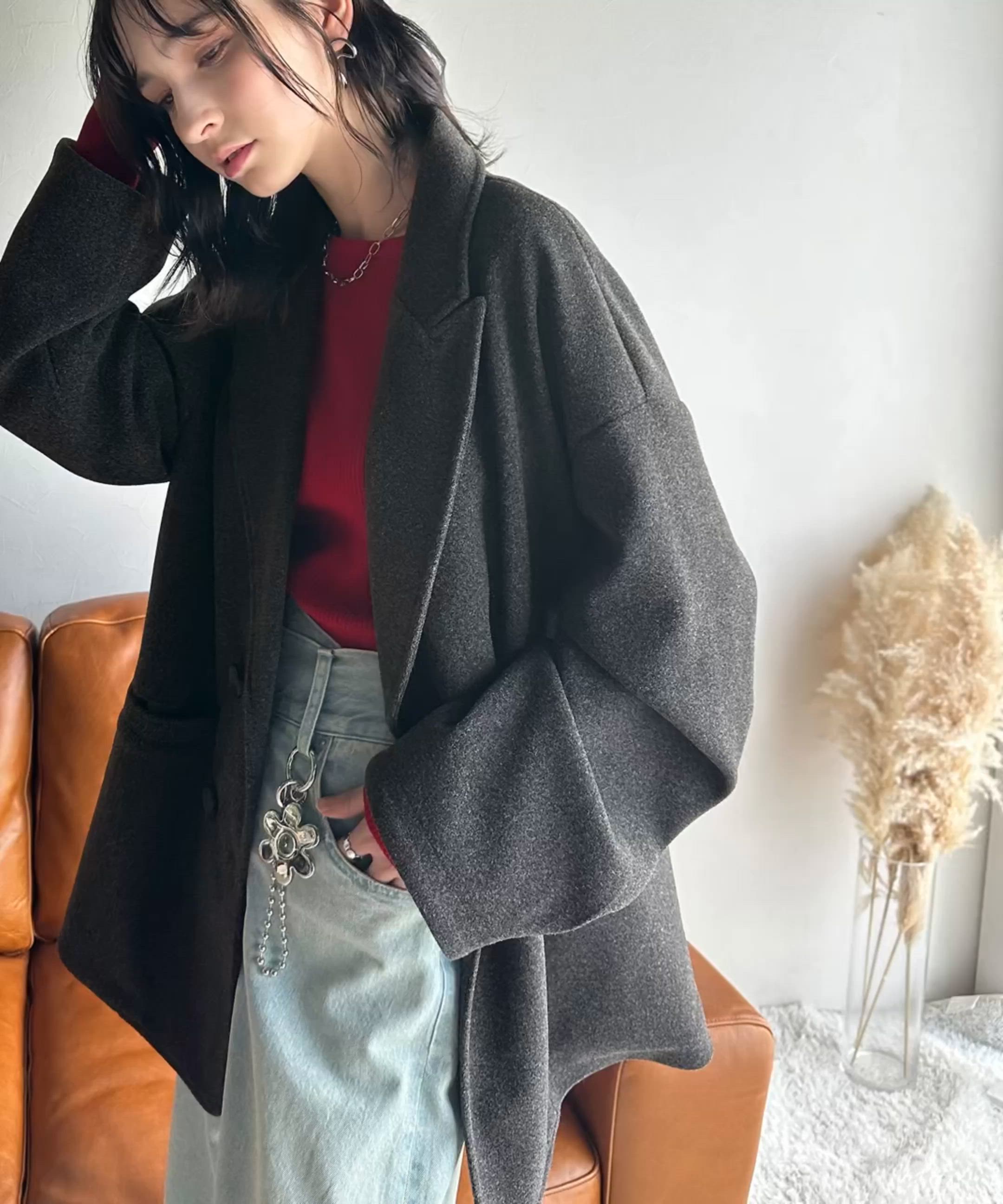 セール】ONもOFFもキマる。こなれ感漂うフェイクウール素材ダブル