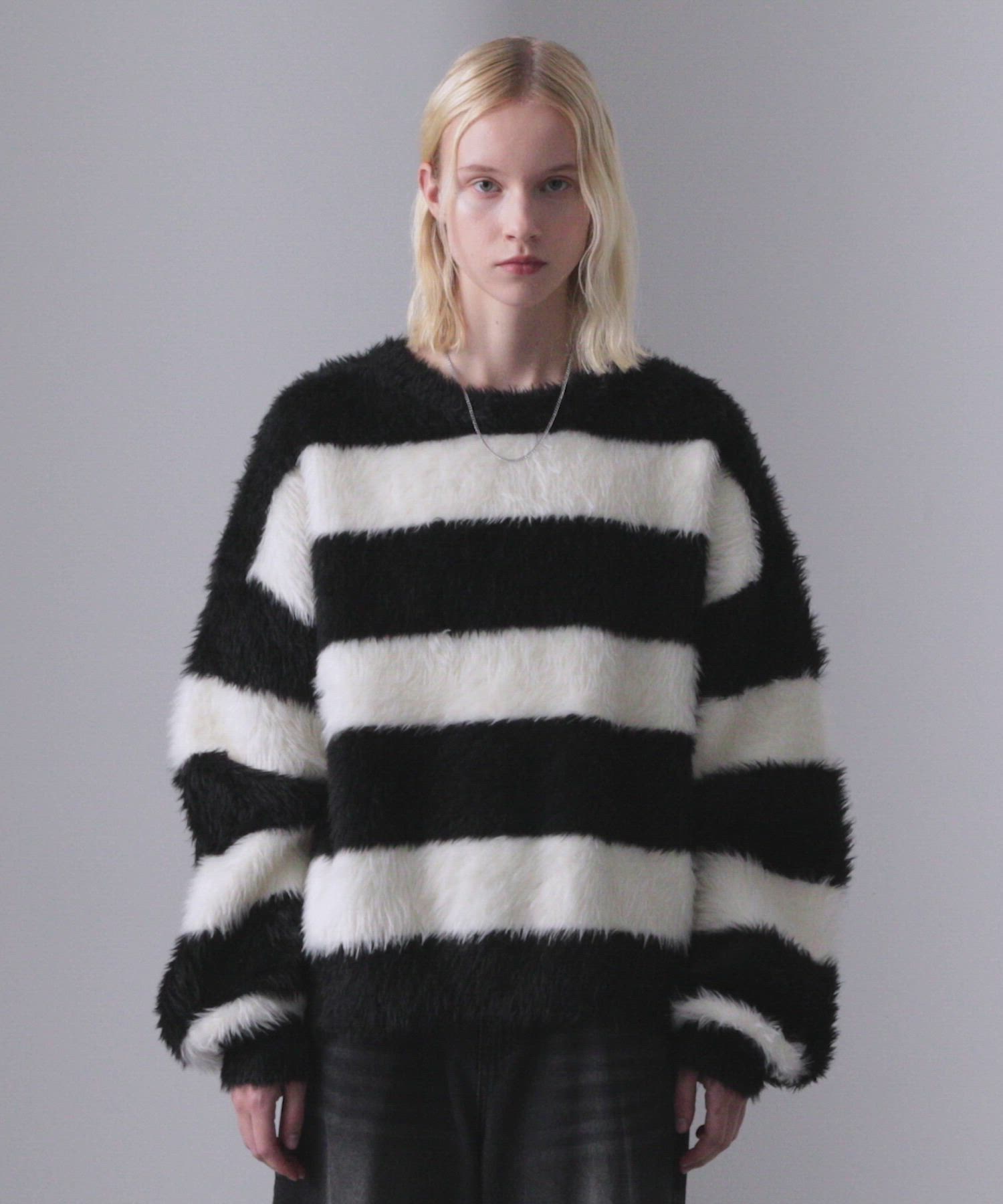 LOOSEプラッシュシャギーニット/グラデーション/ボーダー セール】プラッシュシャギーニット/グラデーション/ボーダー（ニット