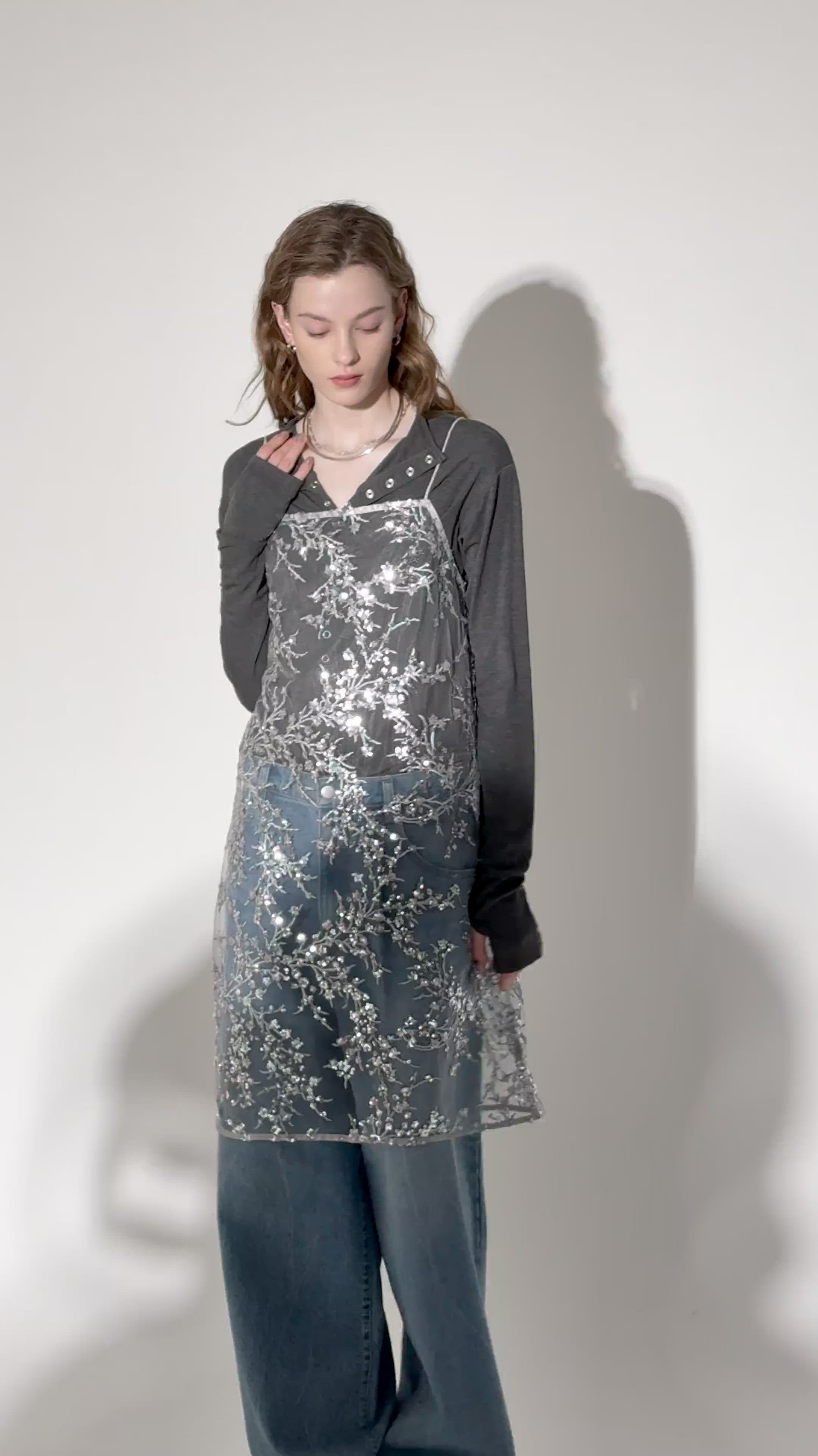 Flower spangle camisole dress/フラワースパンコールキャミソール