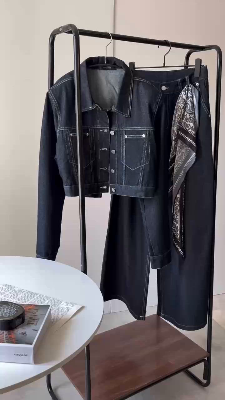 セットアップ】デニムジャケット&デニムパンツ スカーフ付き（デニム