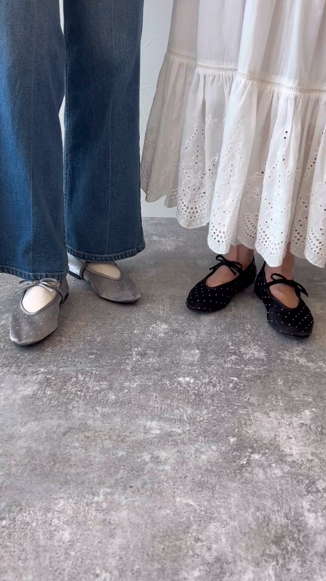 2025秋冬新作 メリージェーン ラインストーン× リボン シアー パンプス