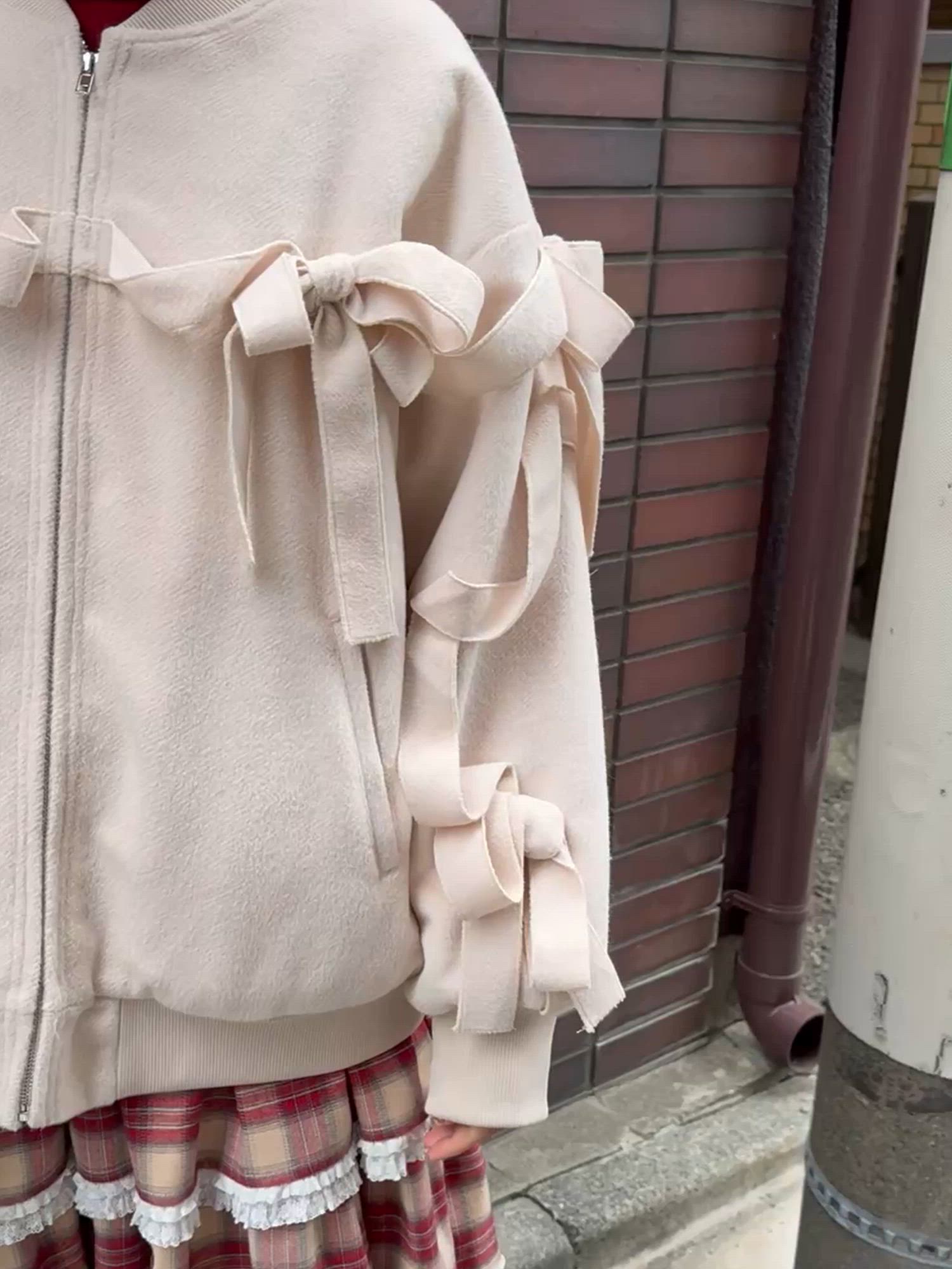 【新品未使用】MEER. ZIP UP RIBBON BLOUSON /BE ベストセラー 商品ファッション - 【新品未使用】MEER. ZIP UP RIBBON